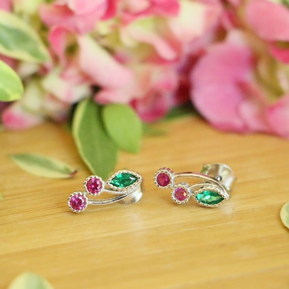 Grand Bazaar Jewelers Jewelry - Sterling Silver CHERRY with Cubic Zirconia Stones